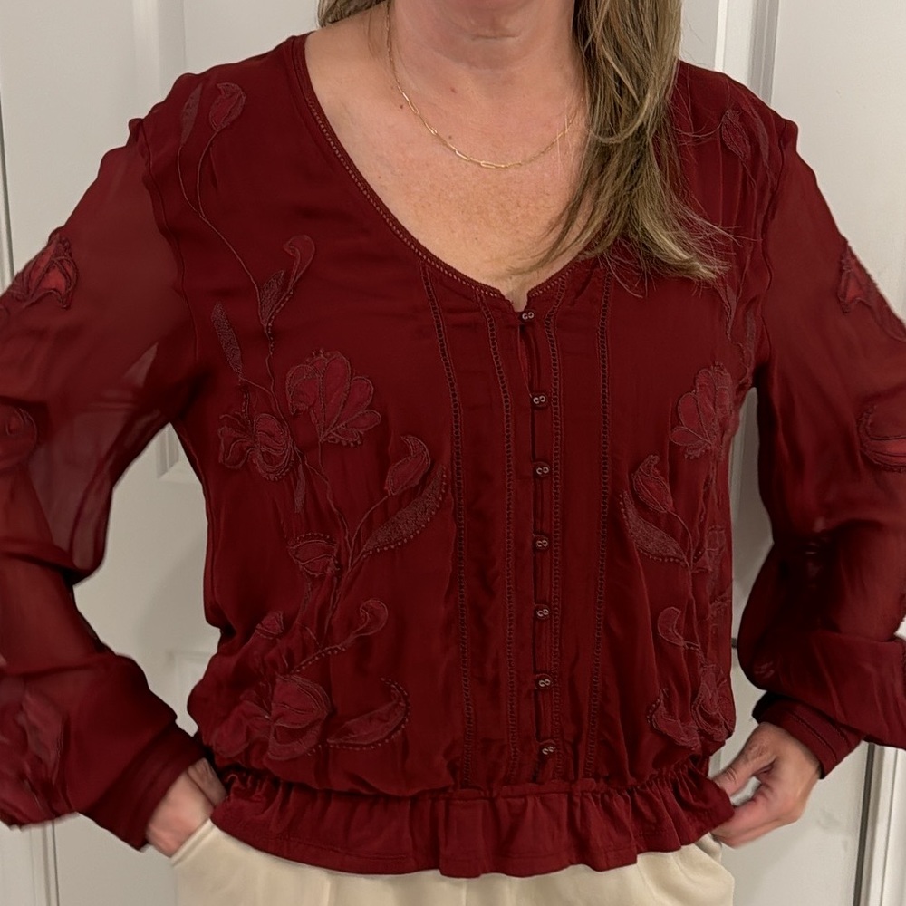 Anthropologie blouse XL Red/burgundy